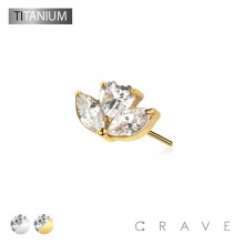 IMPLANT GRADE TITANIUM THREADLESS PUSH IN CZ HEART MARQUISE TOP PART